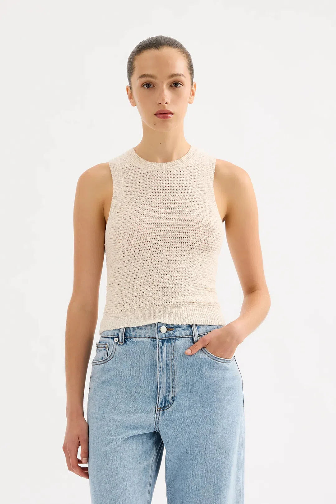 ember knit tank, cream