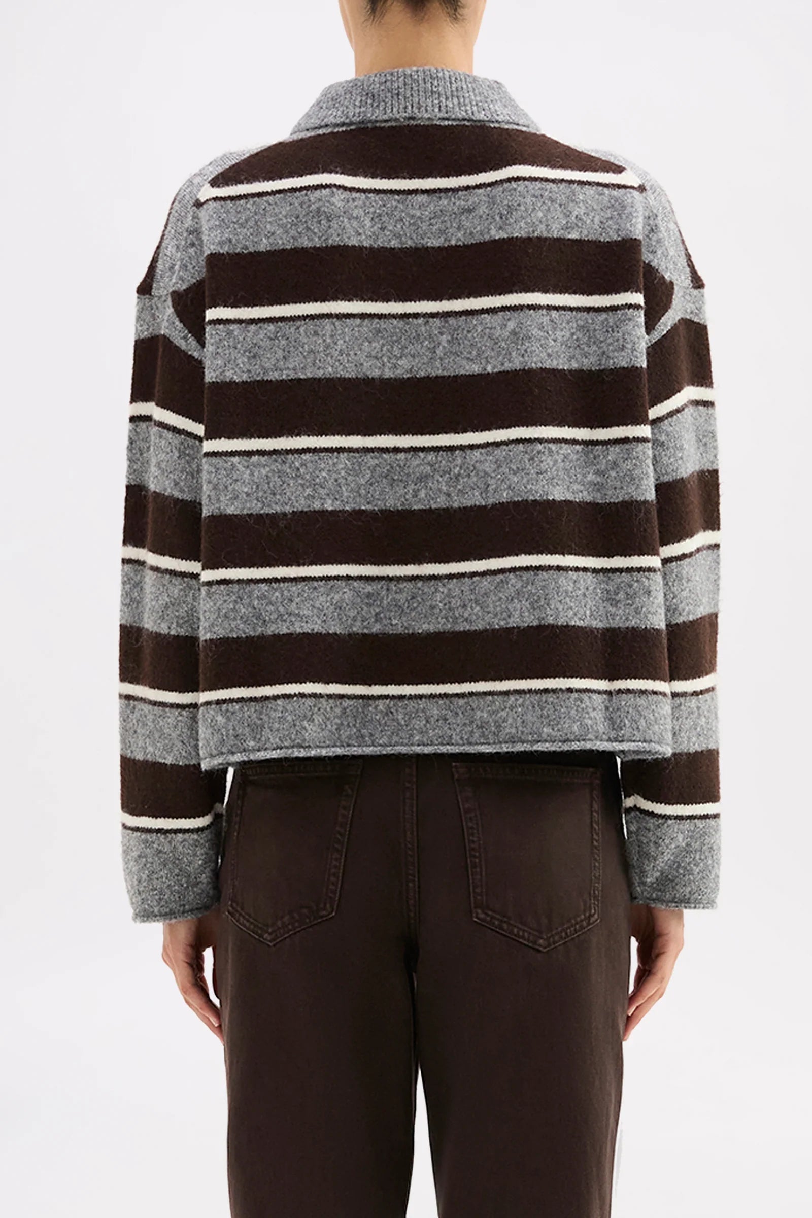 Maia rugby knit, charcoal stripe