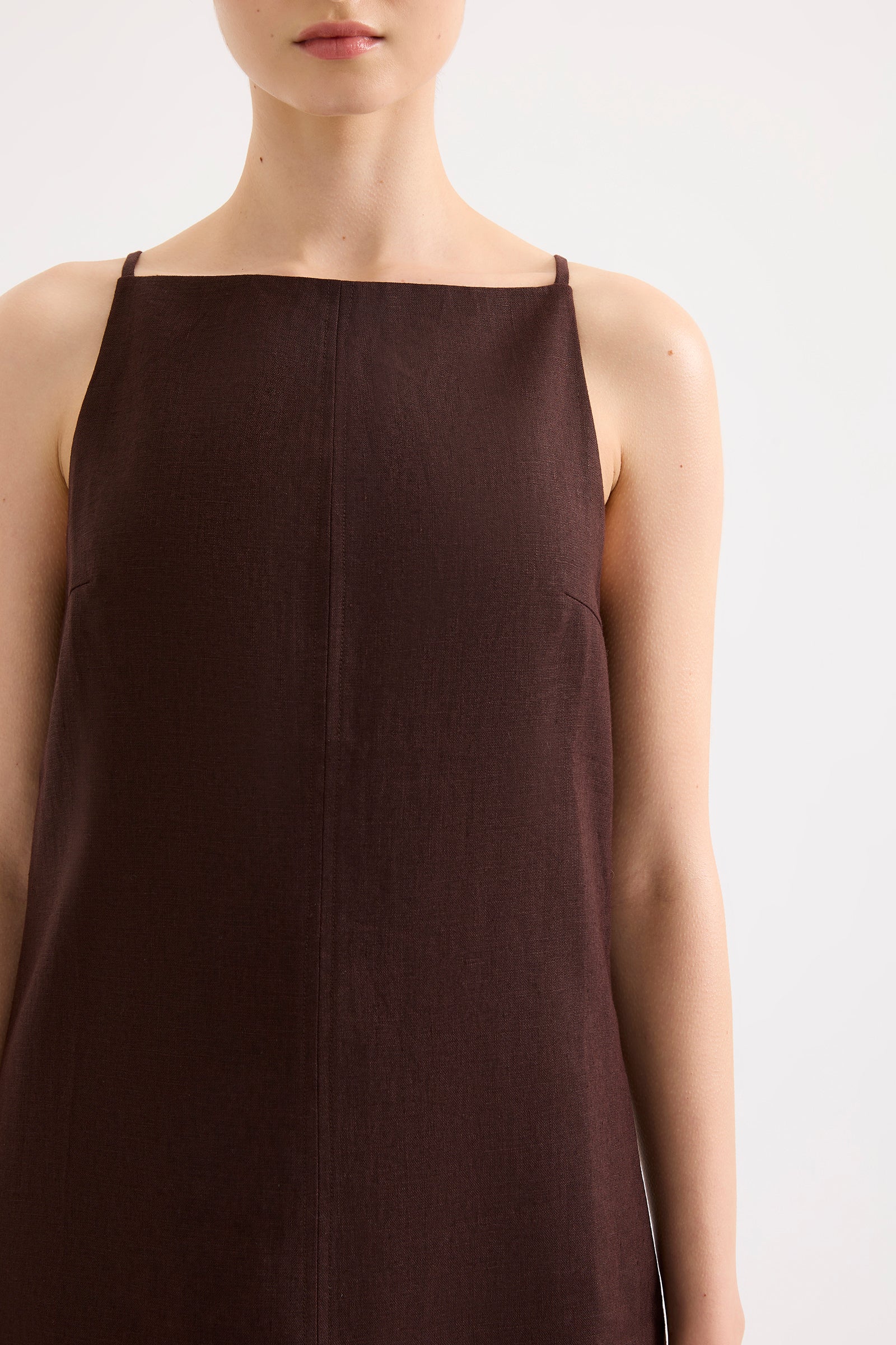 Mia linen mini dress, raisin
