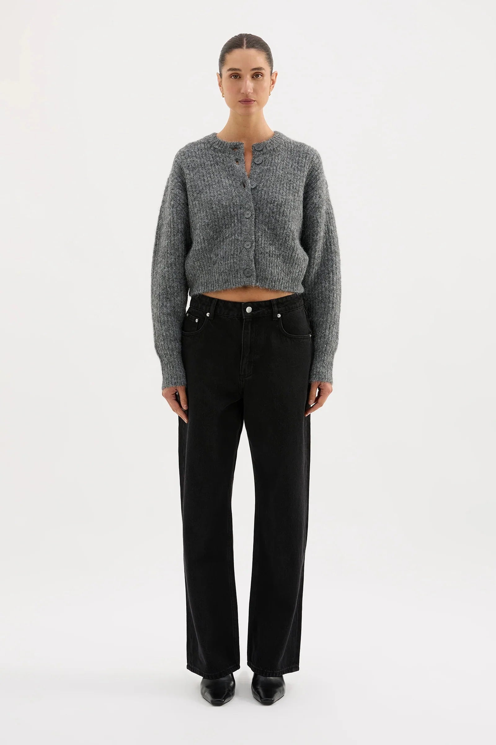 Nixon cropped cardigan, charcoal