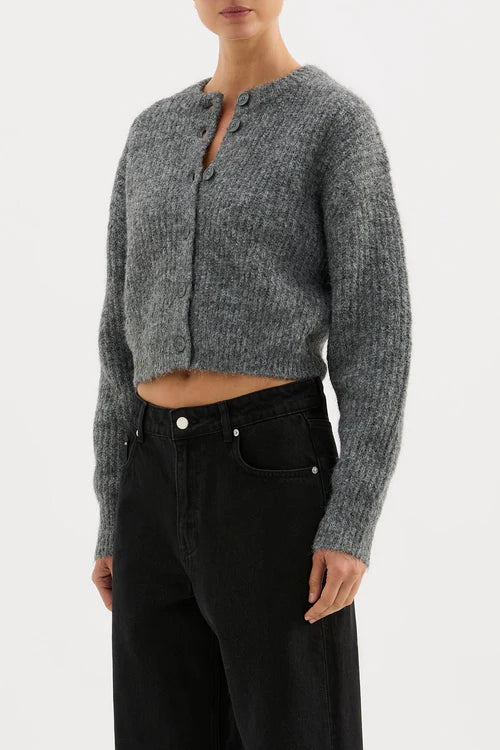Nixon cropped cardigan, charcoal