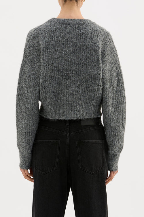 Nixon cropped cardigan, charcoal
