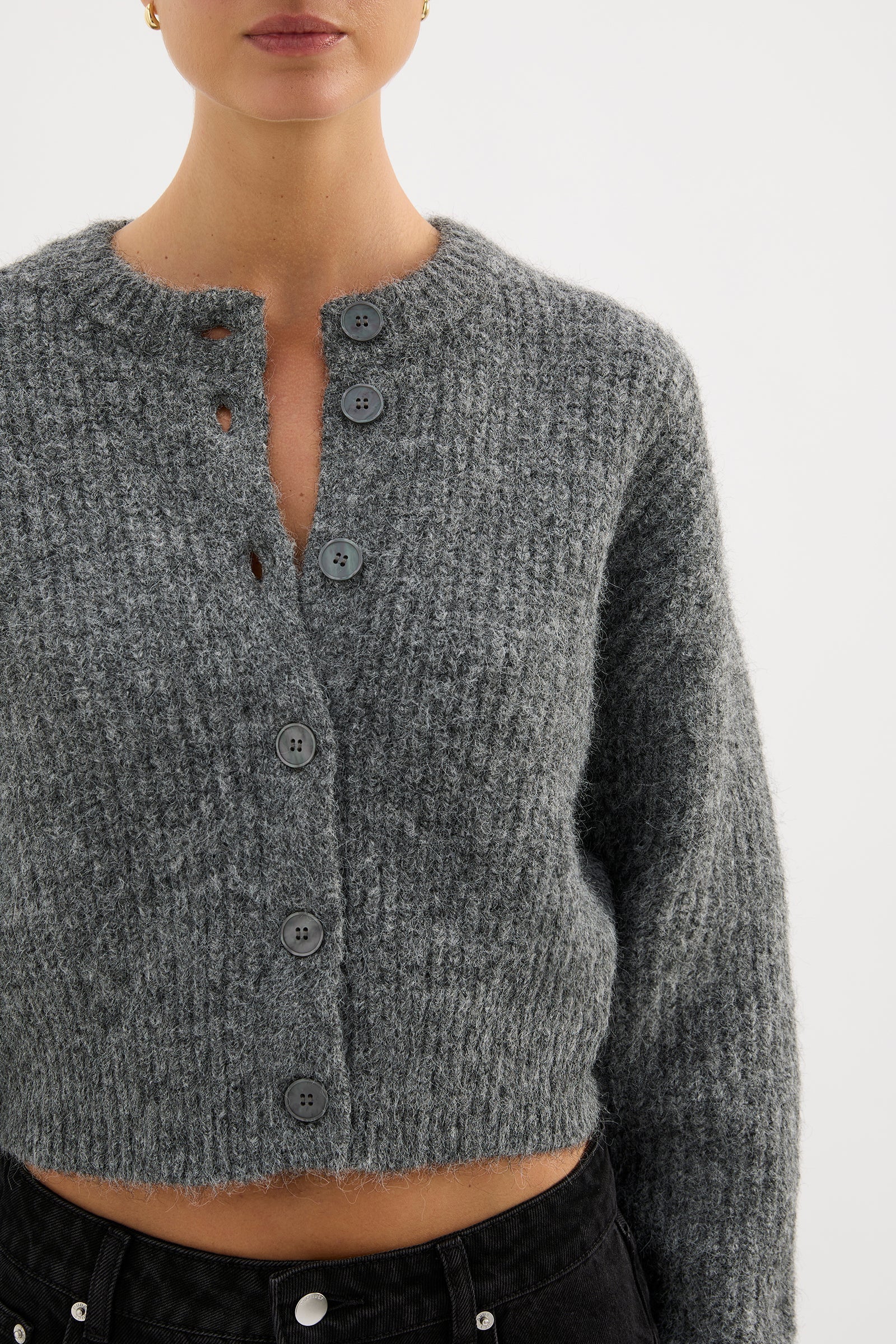 Nixon cropped cardigan, charcoal