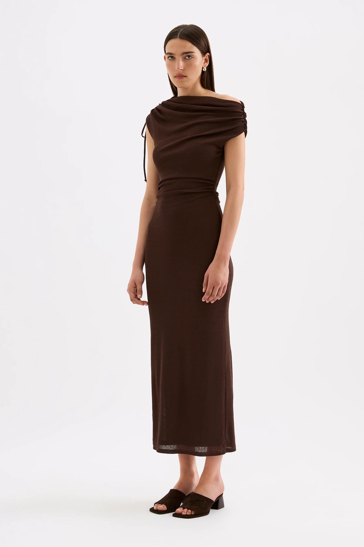Lani mesh maxi dress, chocolate