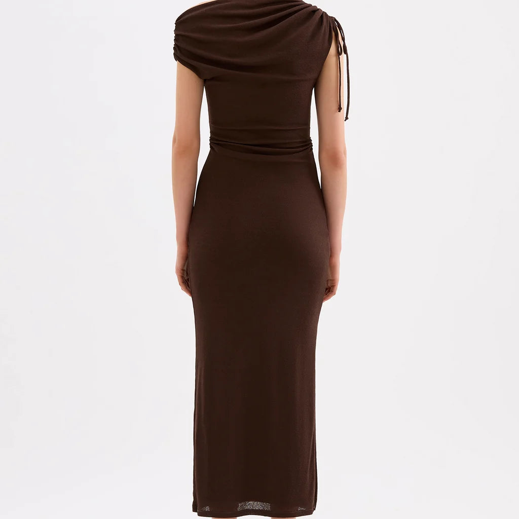 Lani mesh maxi dress, chocolate