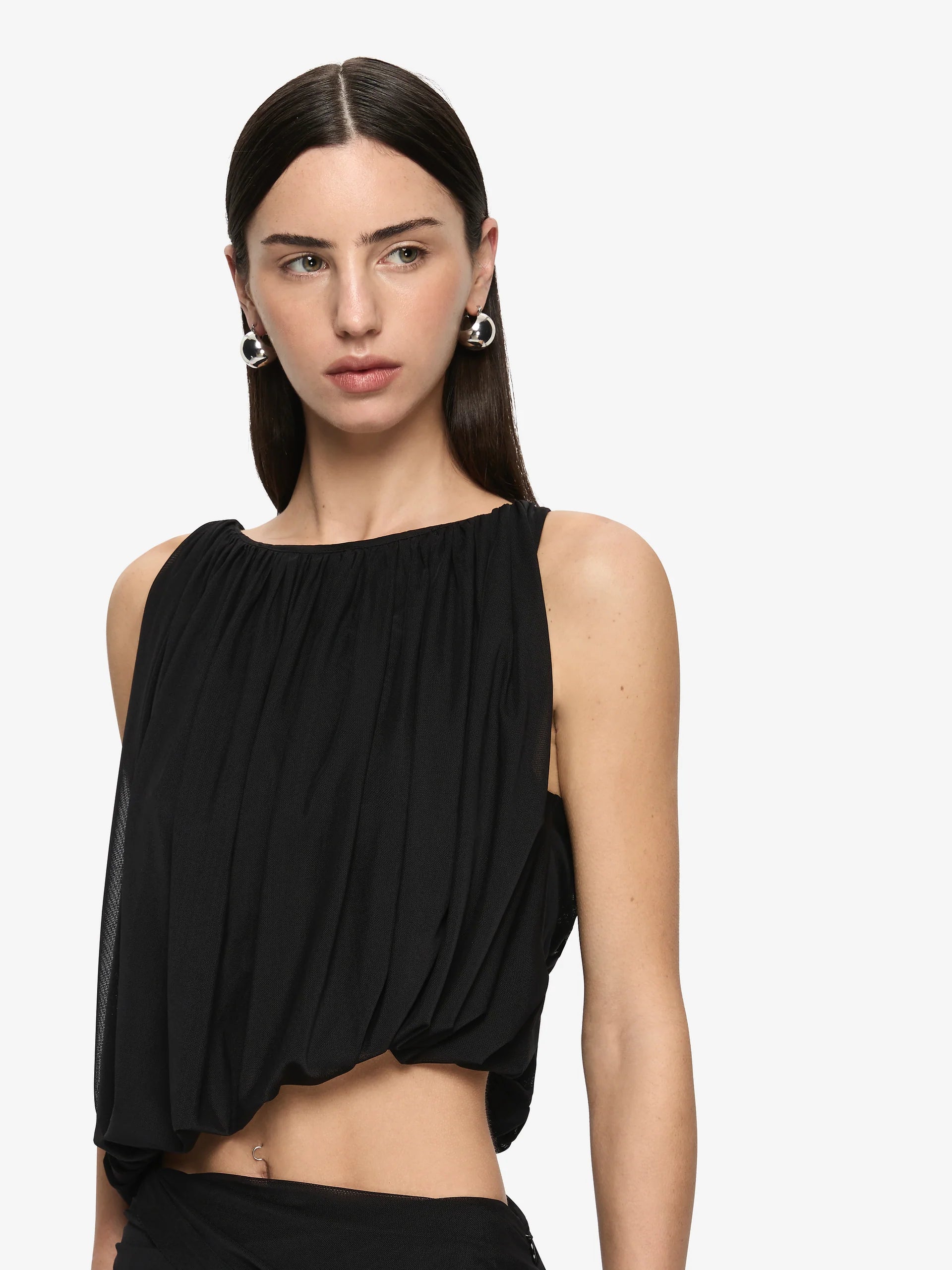 Anya gathered maxi dress, black