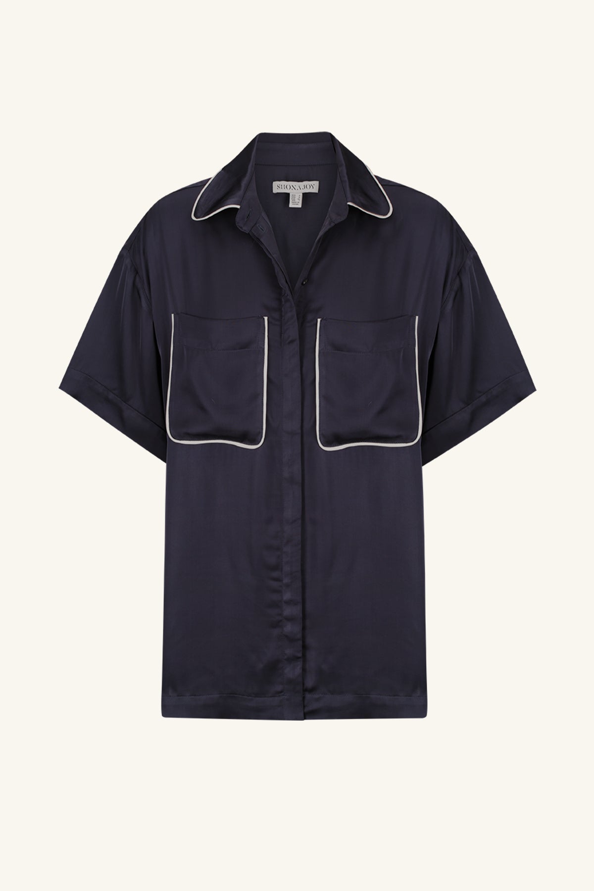 Shae contrast short sleeve relaxed shirt, aegean blue