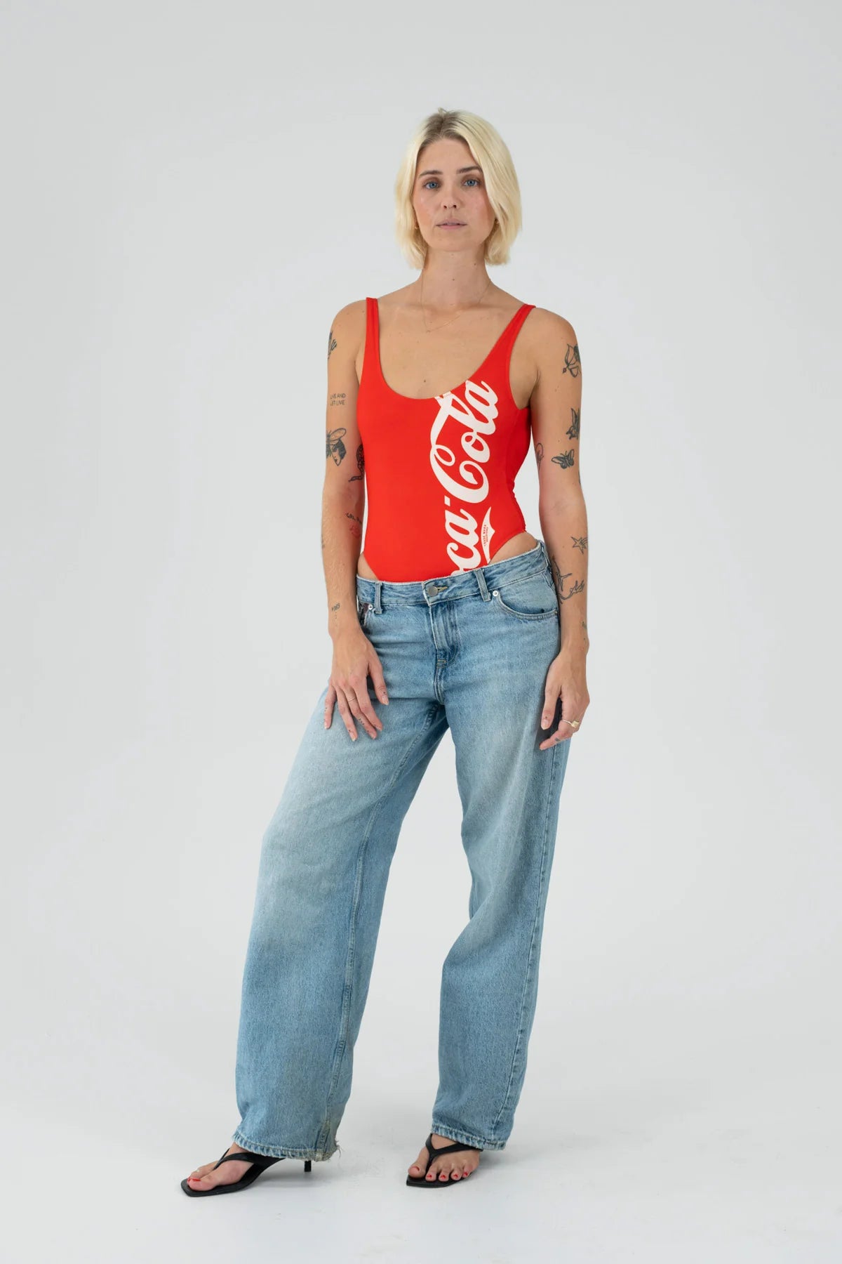 classic coke bodysuit, red