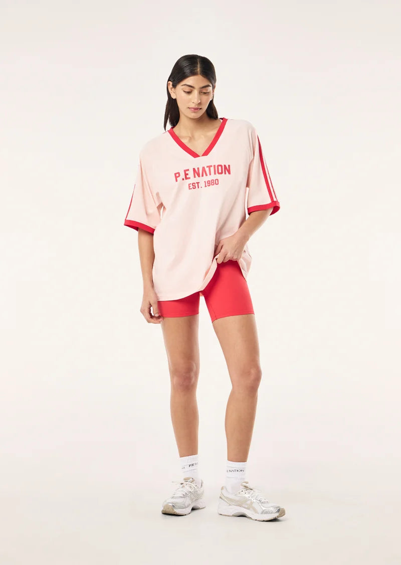 Spinout baseball tee, soft pink