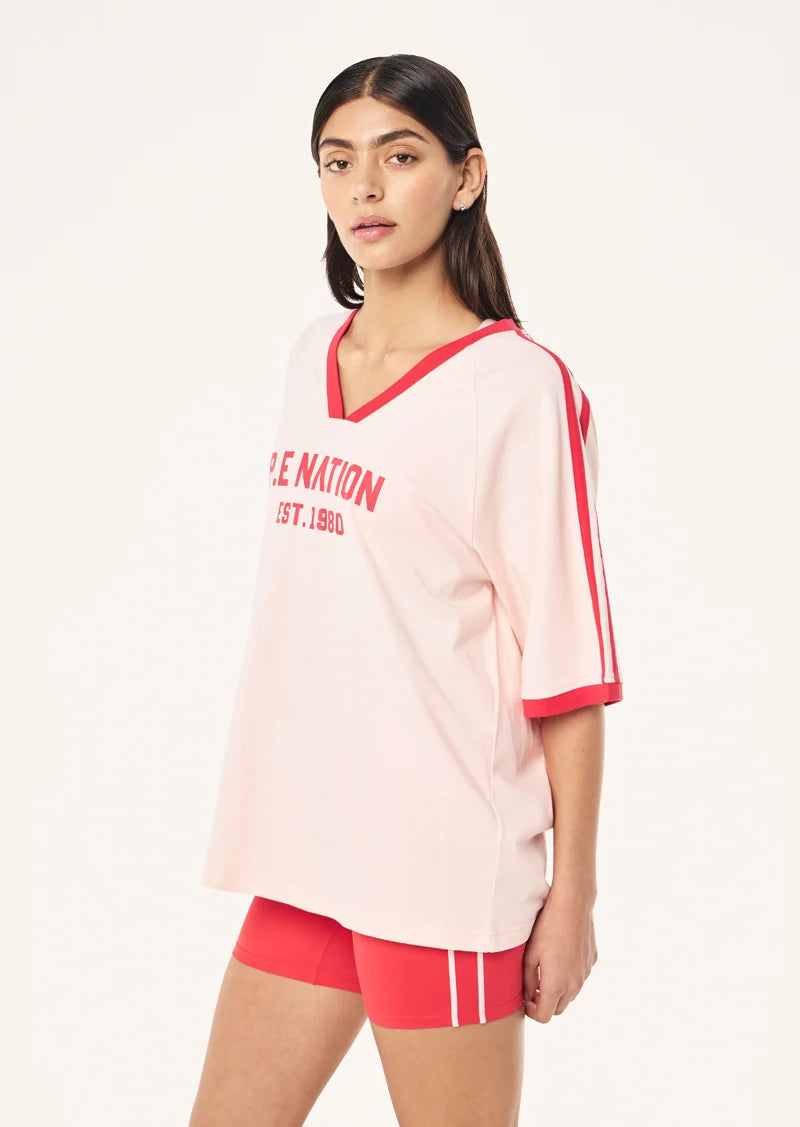 Spinout baseball tee, soft pink