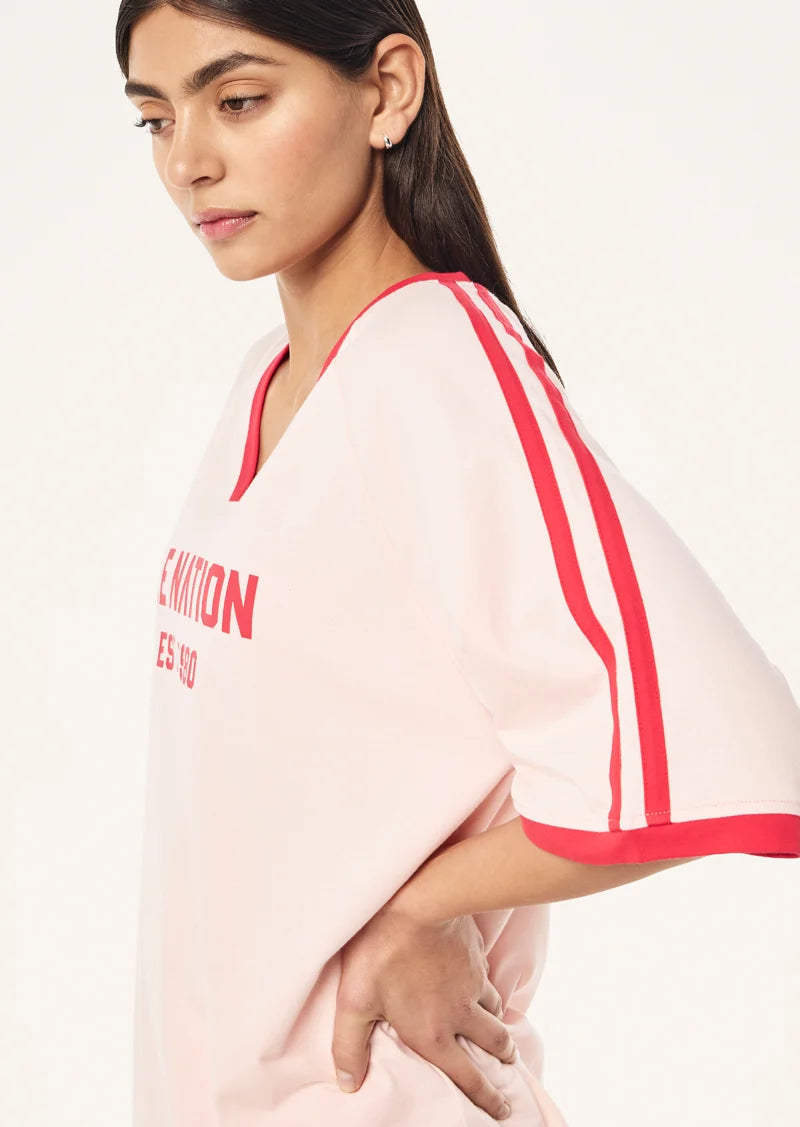 Spinout baseball tee, soft pink