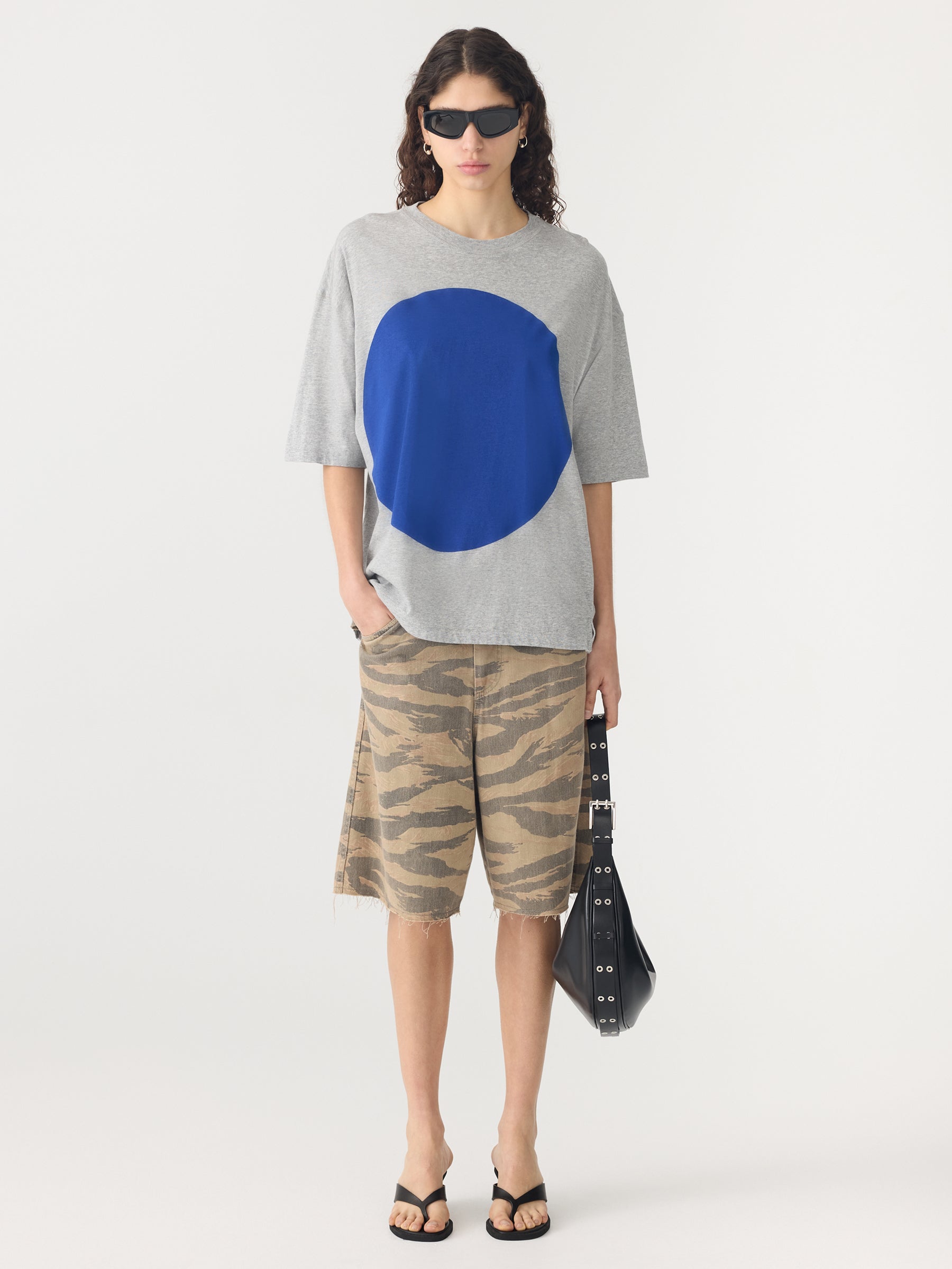 slouch dot print t-shirt, greymarle/cobalt