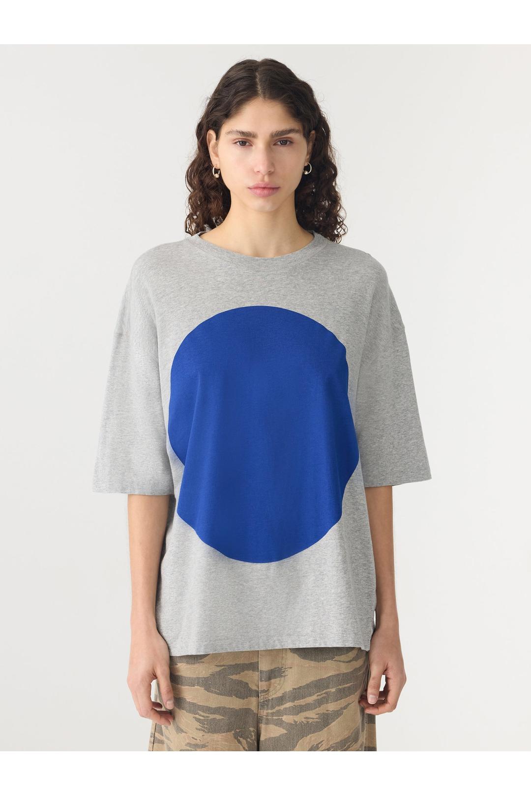 slouch dot print t-shirt, greymarle/cobalt