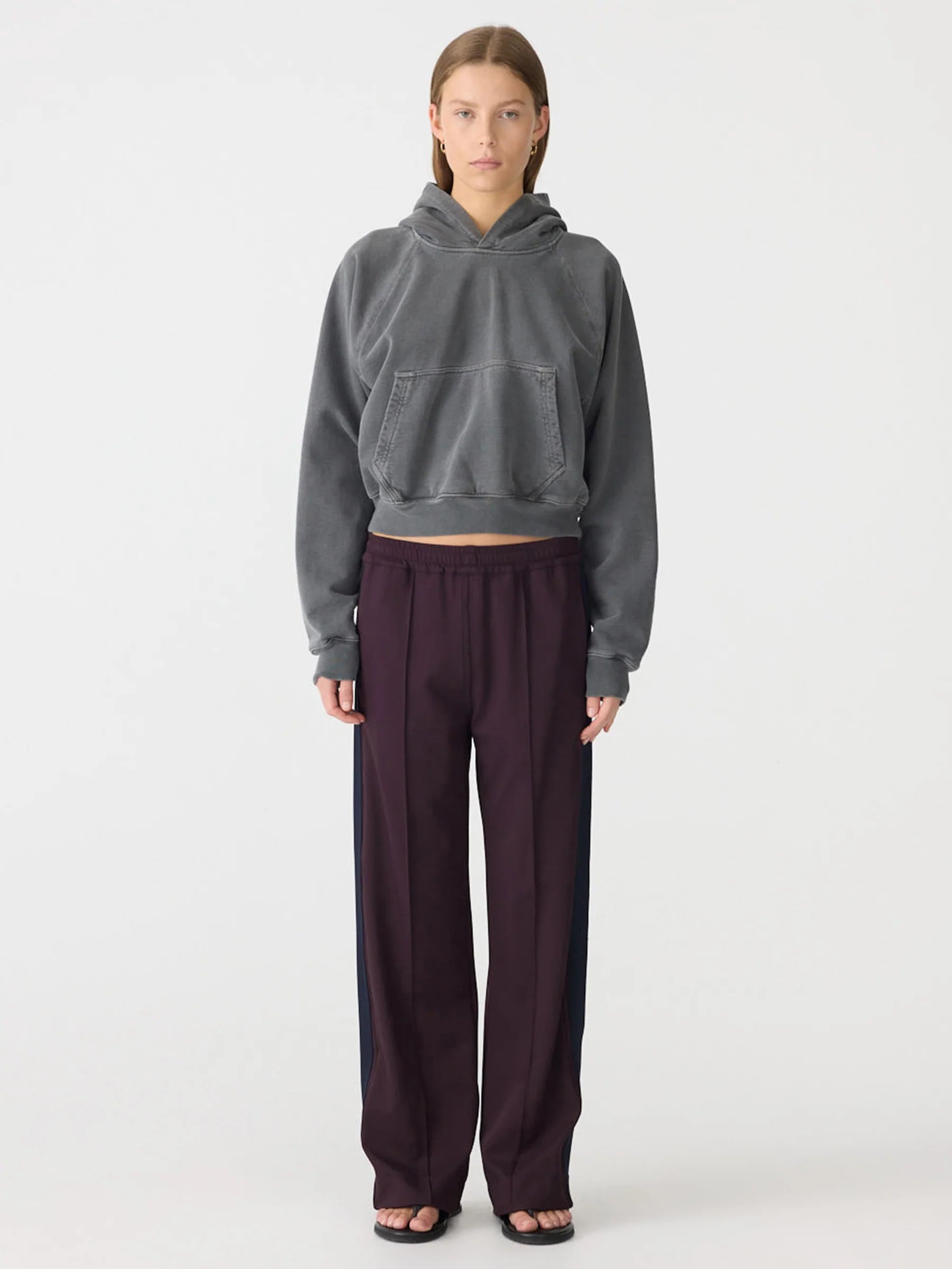 Twill Stripe Detail Pant, Dark plum/ink