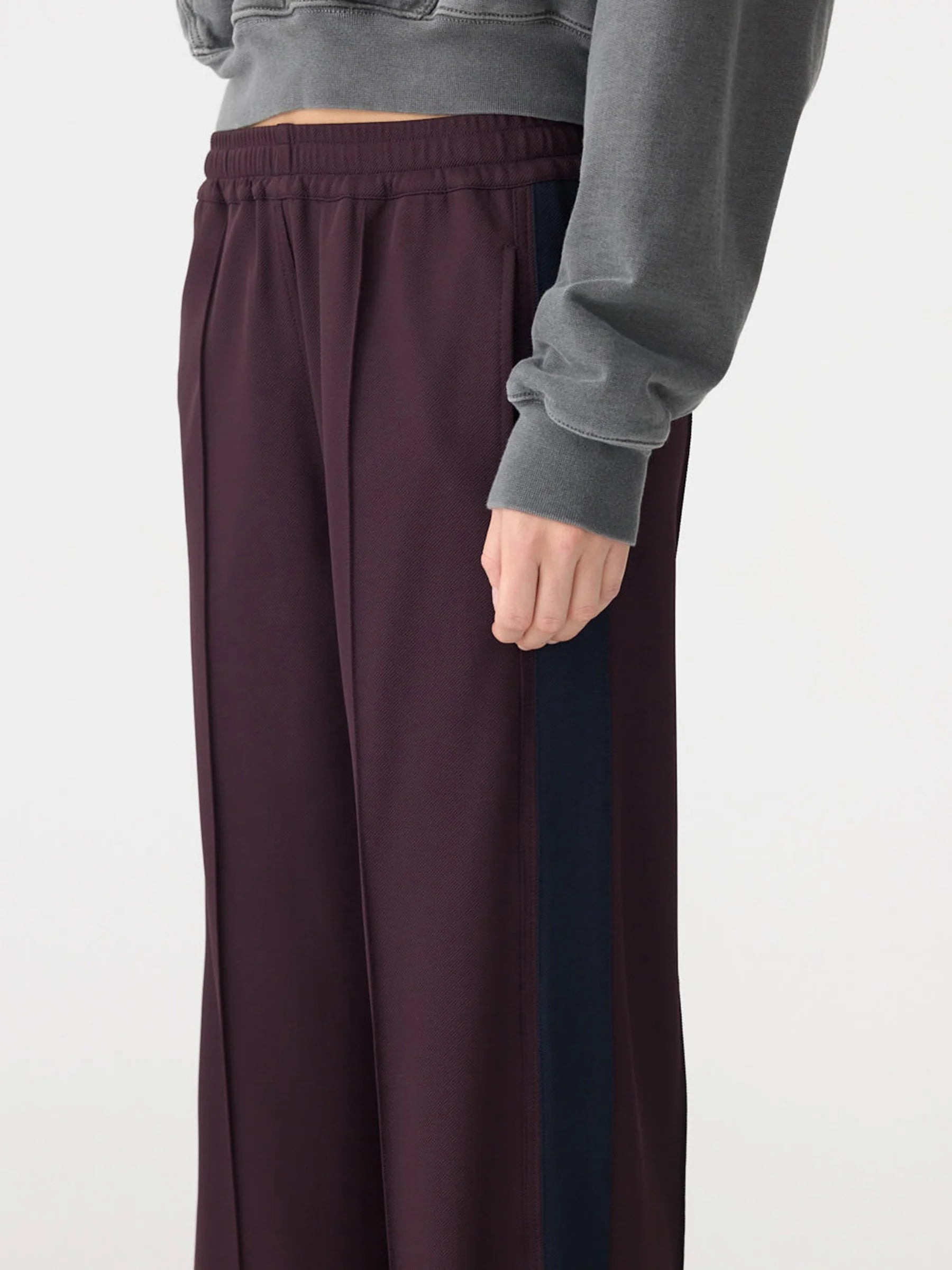Twill Stripe Detail Pant, Dark plum/ink