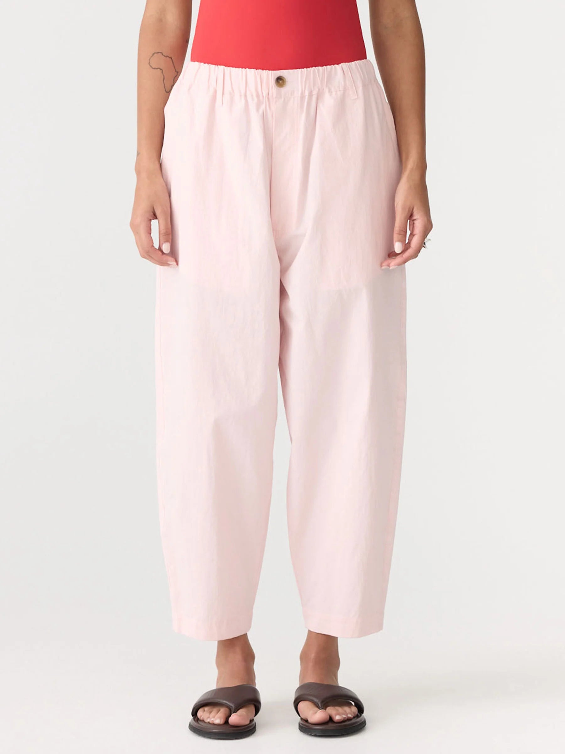 Crushed cotton summer pant, soft pink