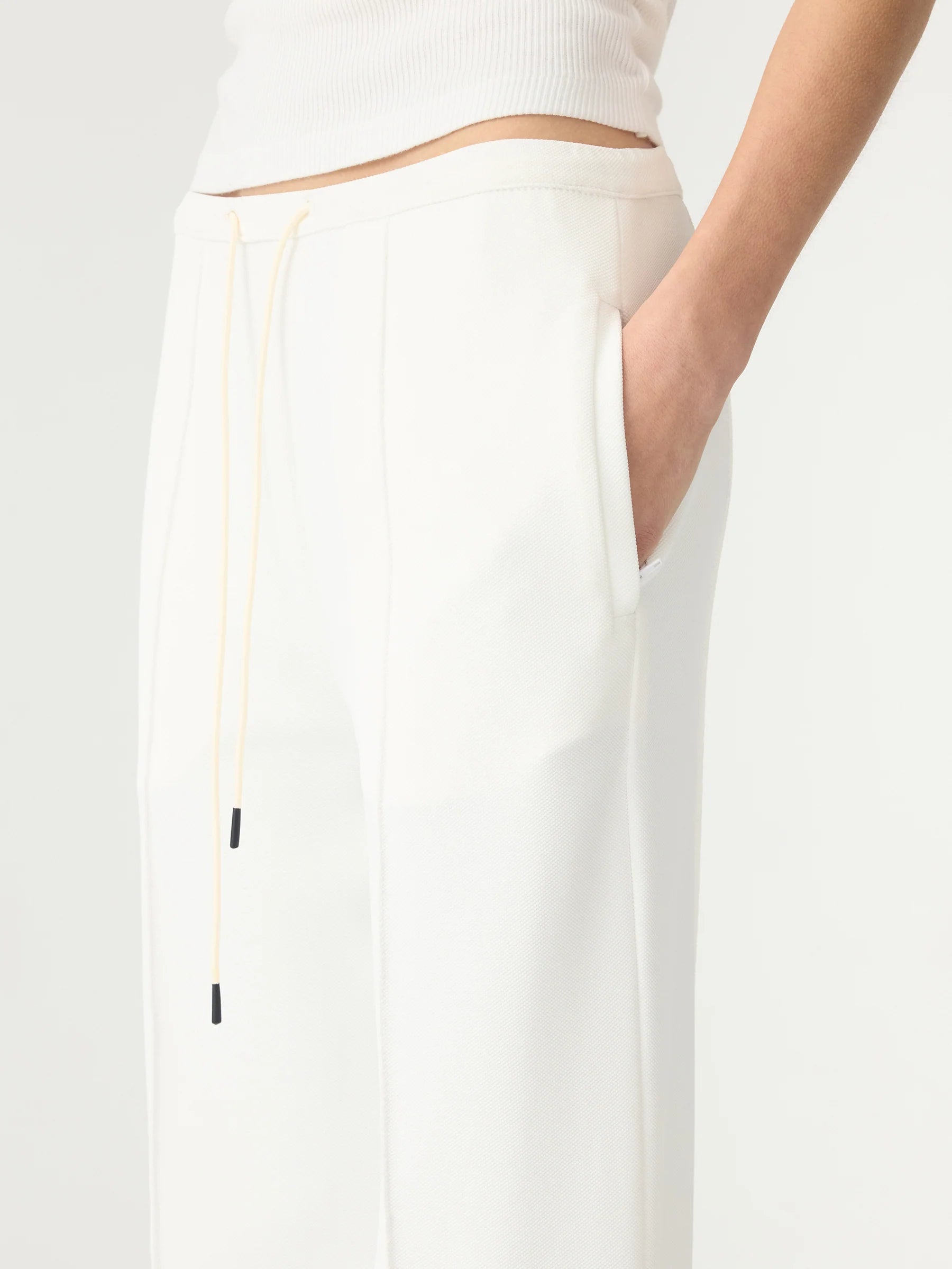Refined pinstitch pants, white
