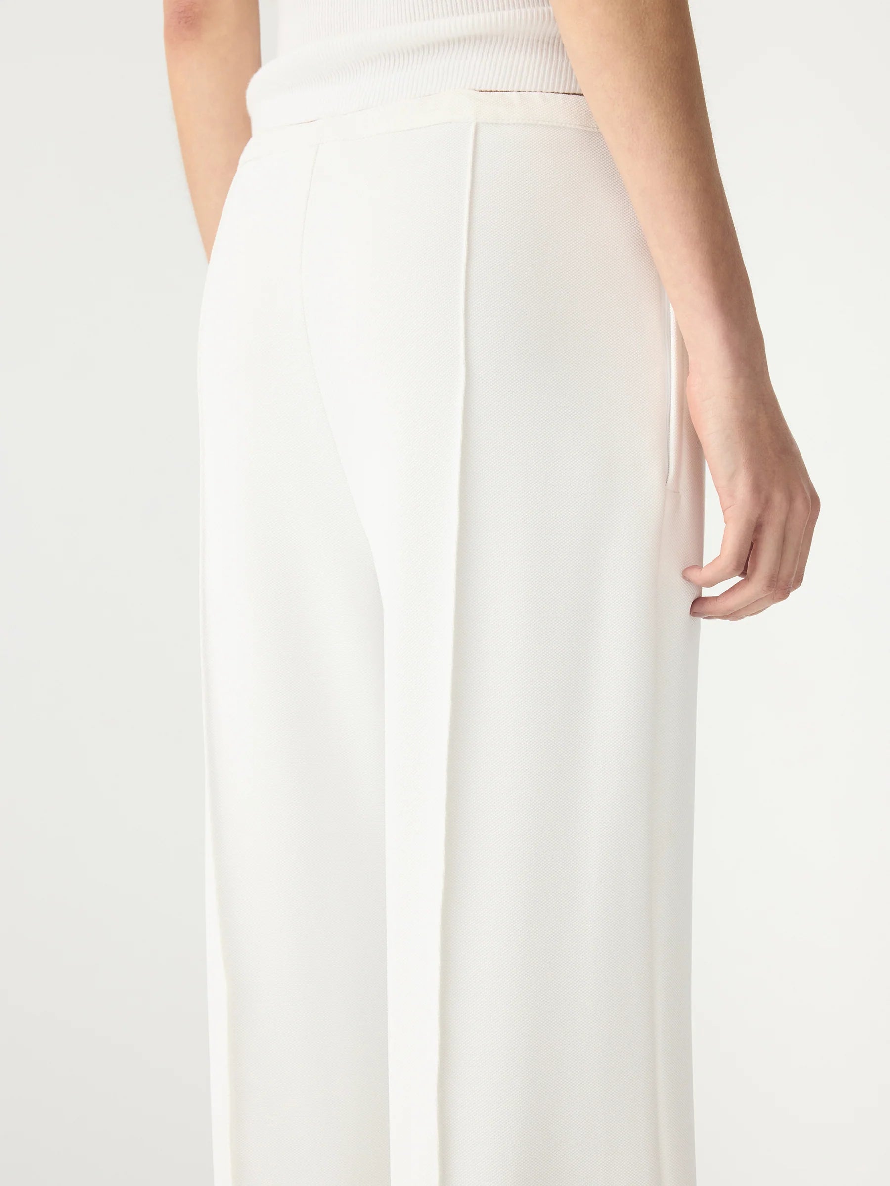 Refined pinstitch pants, white
