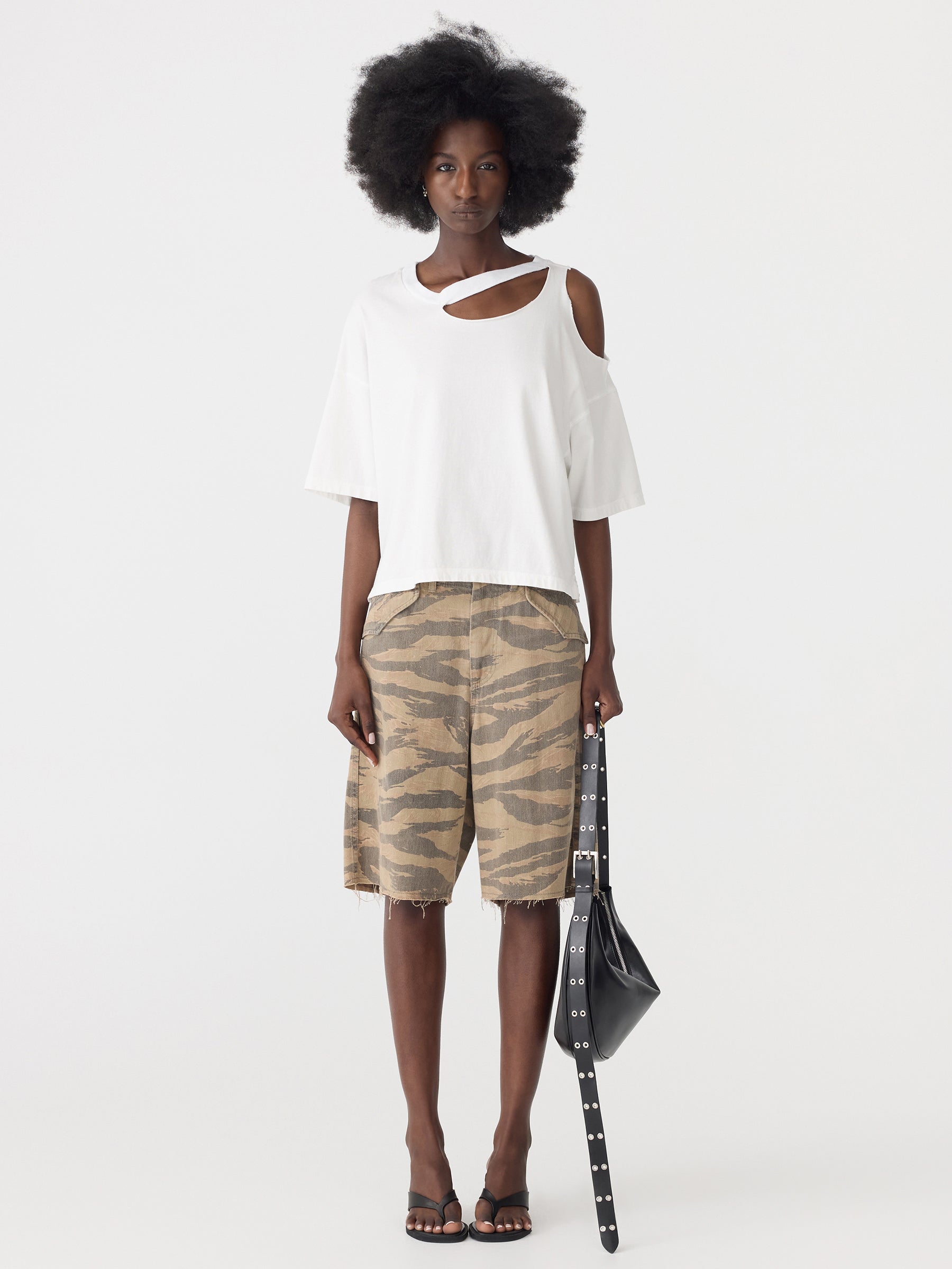 Midweight cutout T-shirt, White