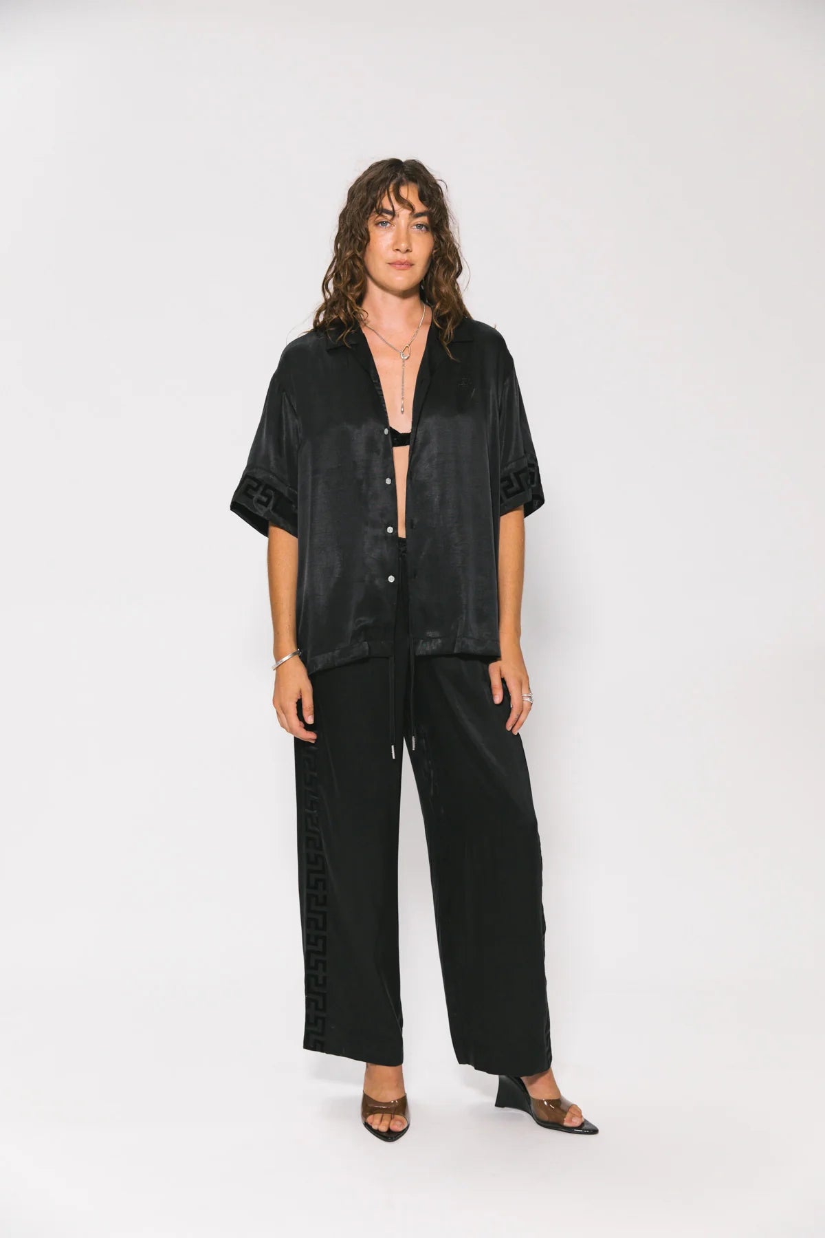 Panel geo vacay pant, blac