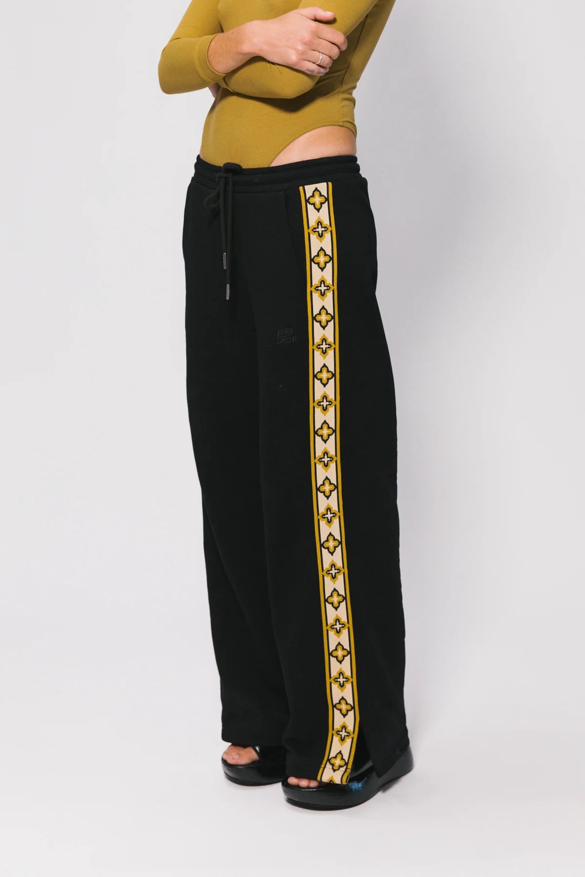 black diamond wide leg track pants