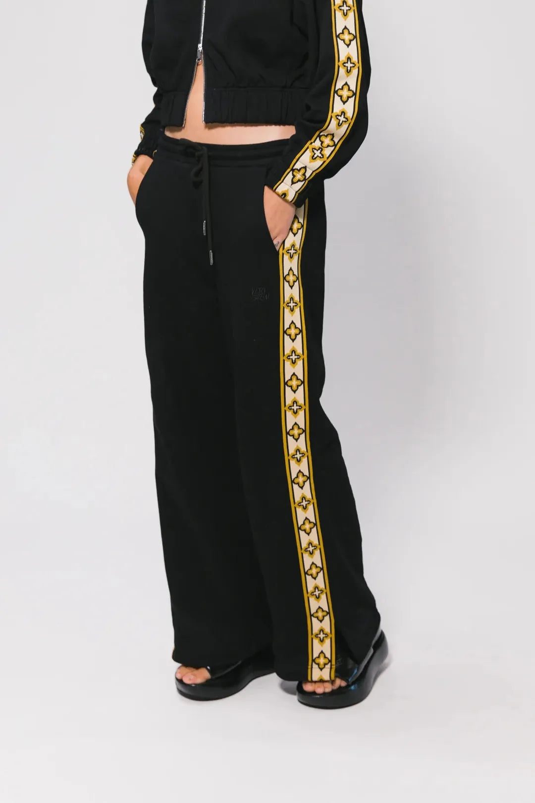 black diamond wide leg track pants