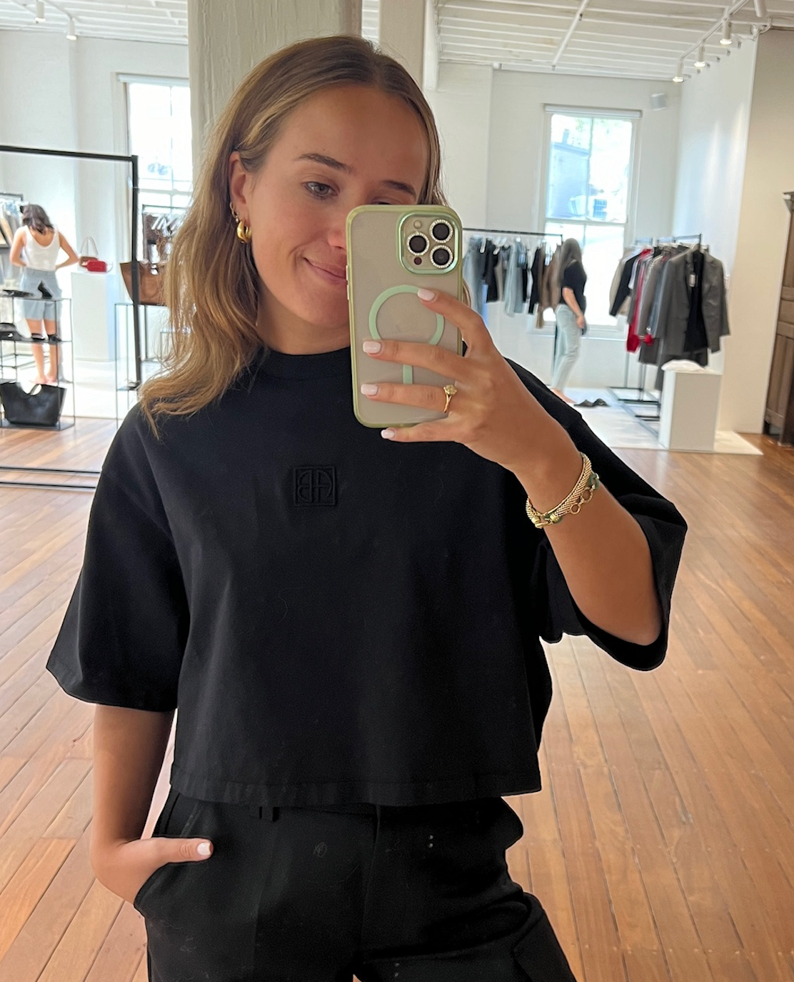 myers cropped tee, framed monogram black