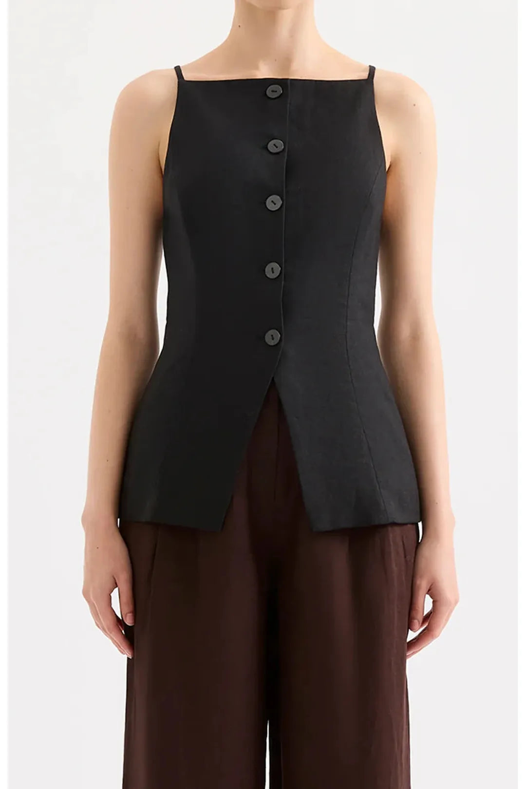 Lawrence linen vest, black