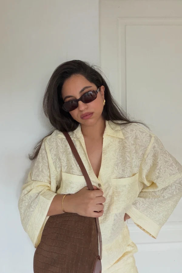 The kyla shirt, creme jacquard