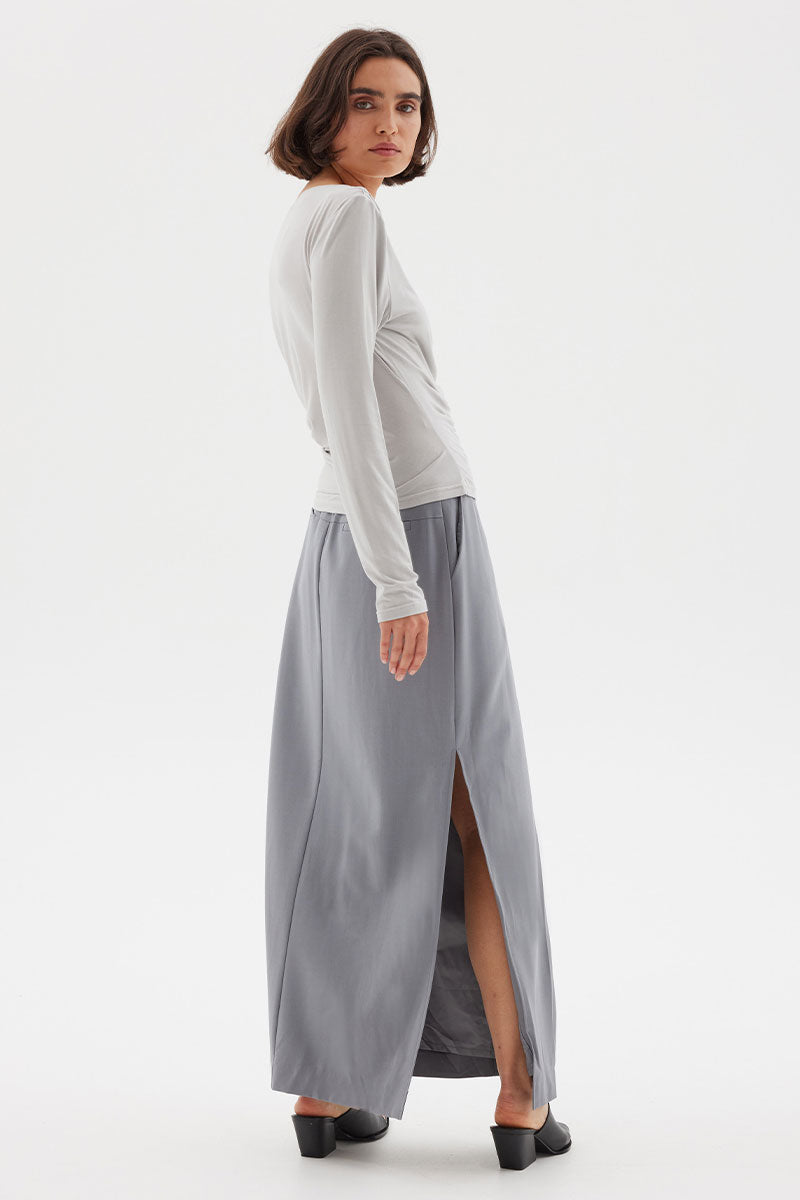 Unfold maxi trouser skirt, stone