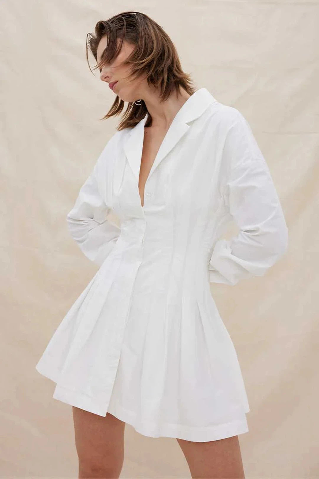 Verse shirt dress, white