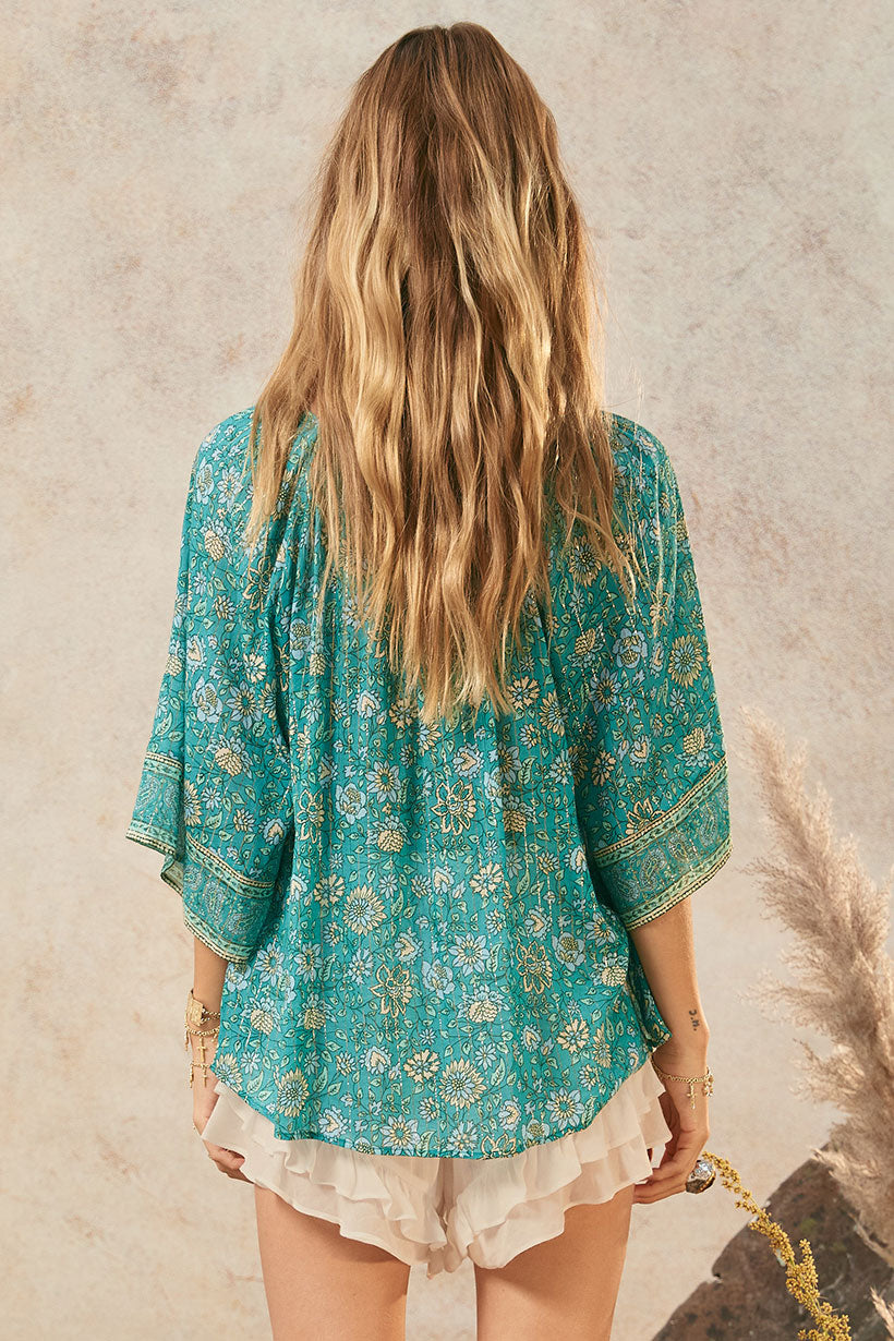 Elysian short sleeve blouse, jade