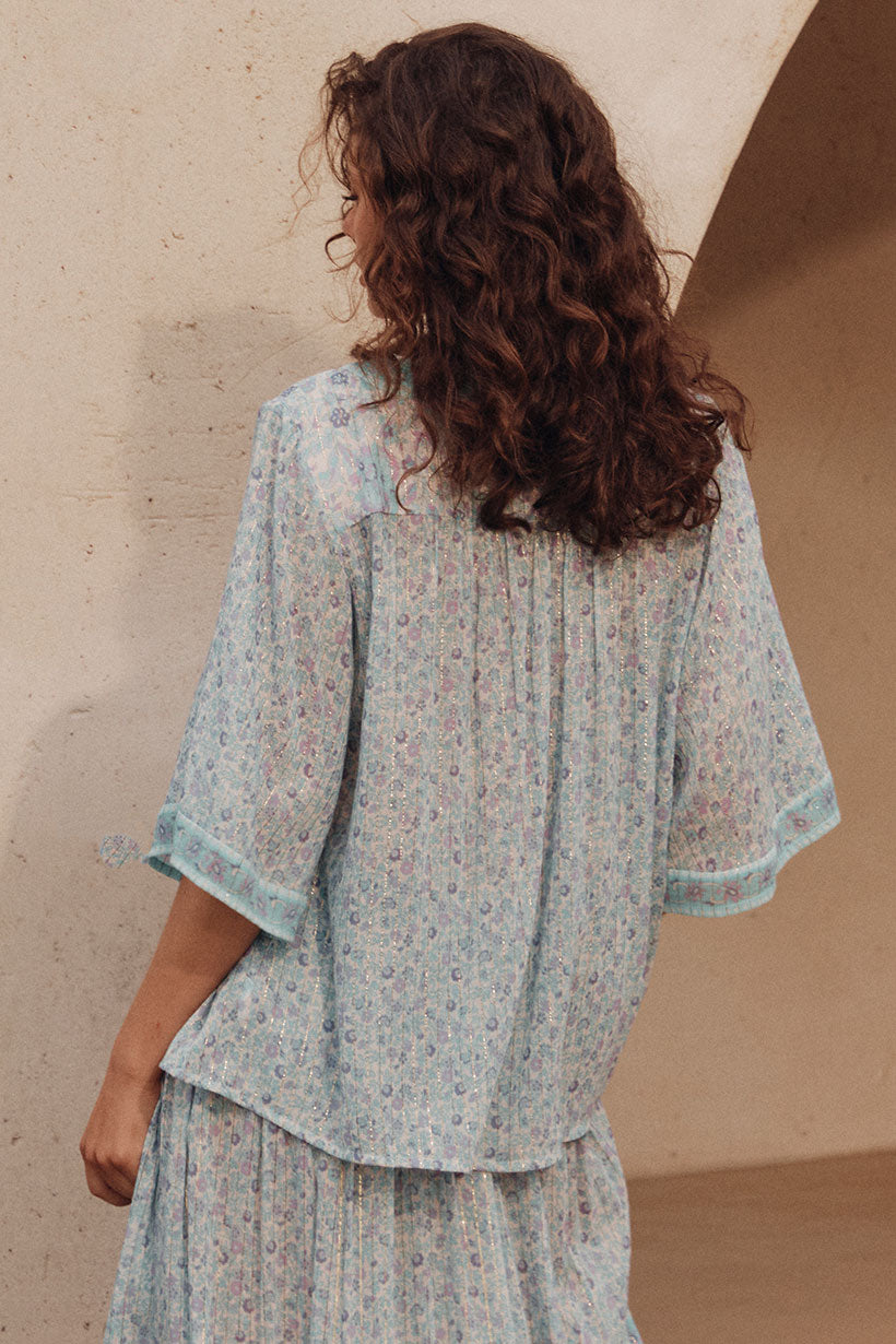 little bird flutter sleeve blouse, sky