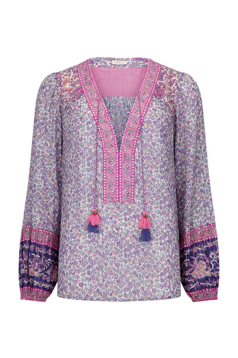 little bird lace up blouse, berry