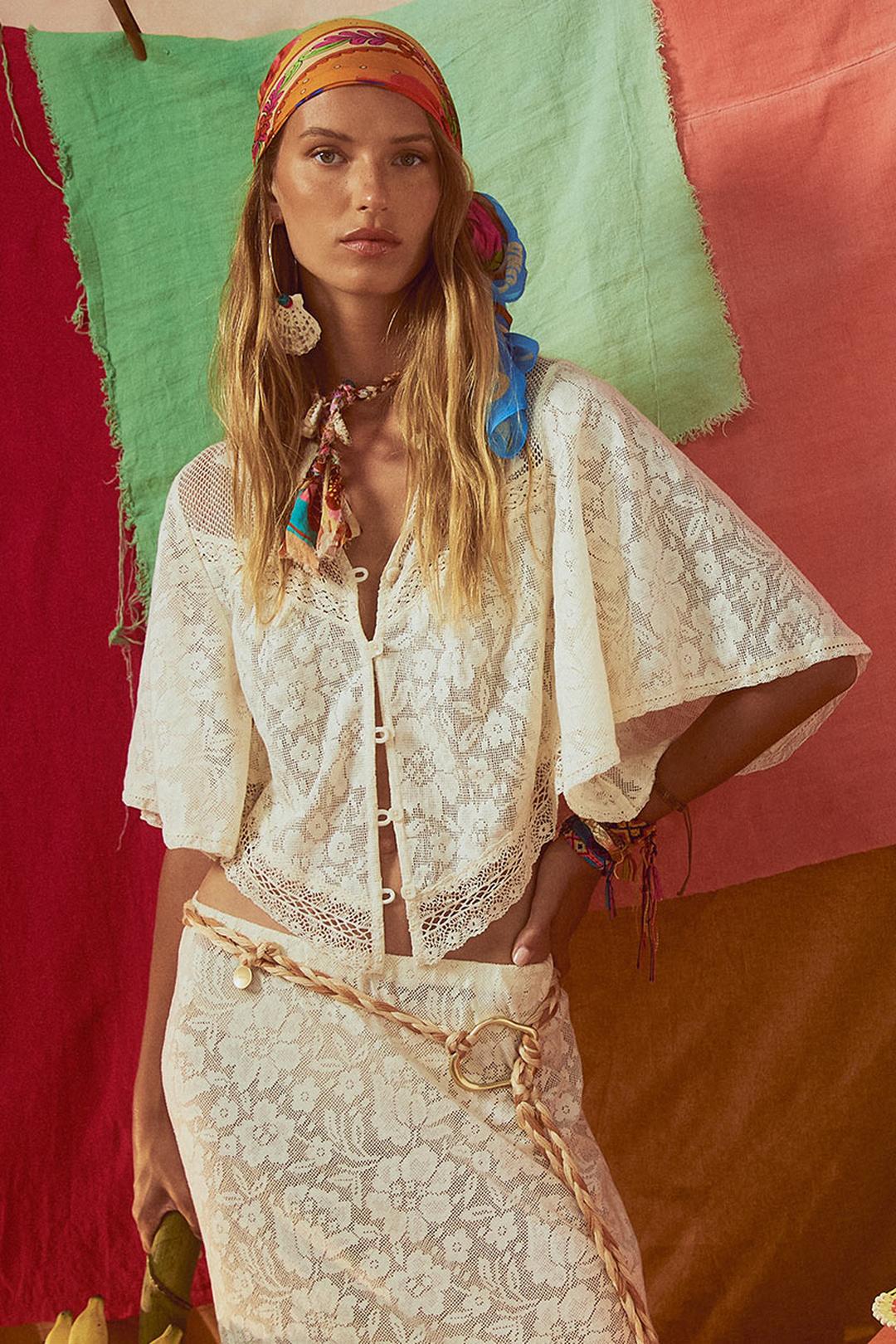 Free love lace crop, vintage cream