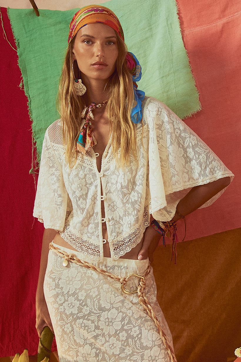 Free love lace crop, vintage cream