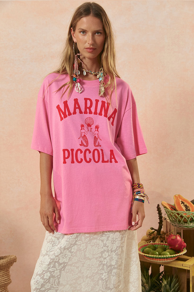 Marina piccola oversized  biker tee, cosmos pink