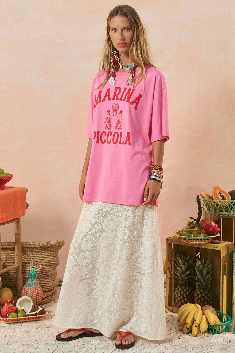Marina piccola oversized  biker tee, cosmos pink