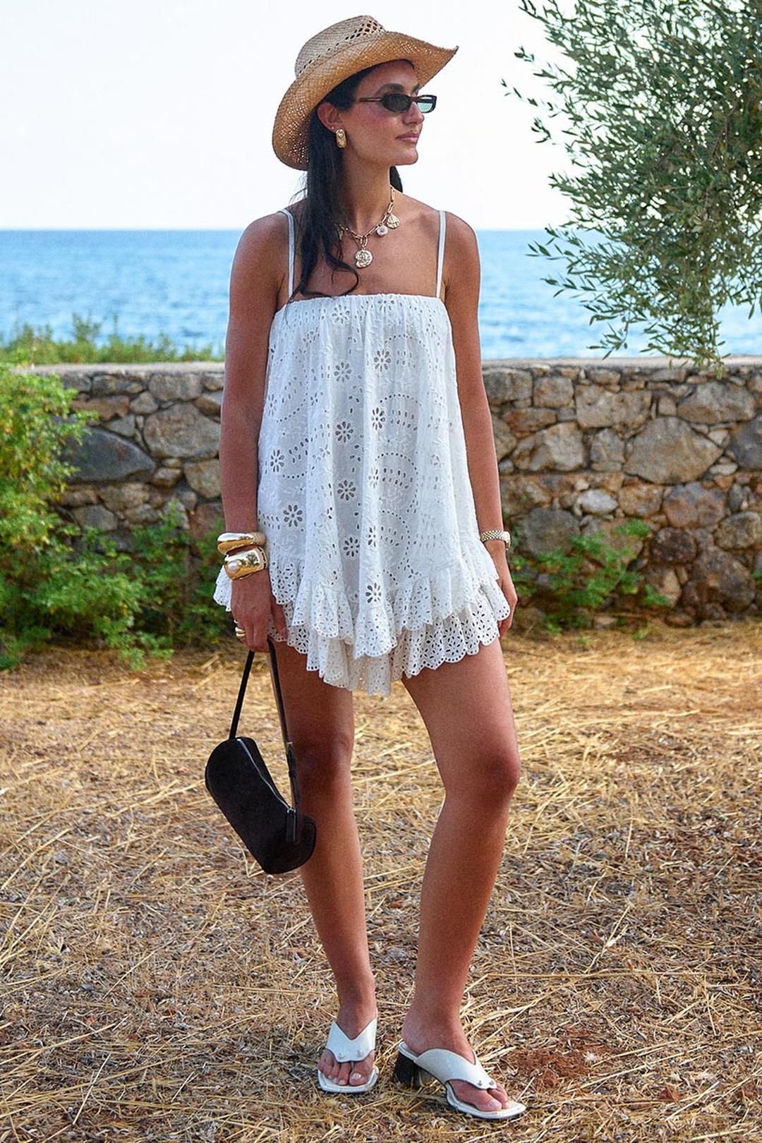 Yaya lace scarf mini dress, antique white
