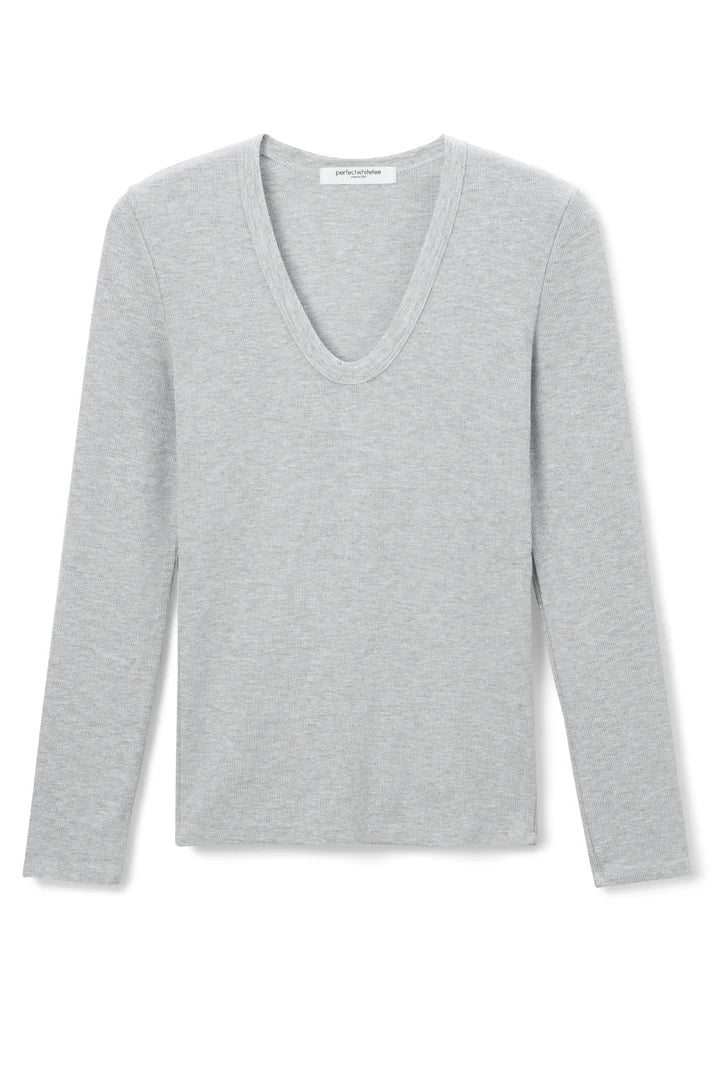 Robyn U neck long sleeve, heather grey