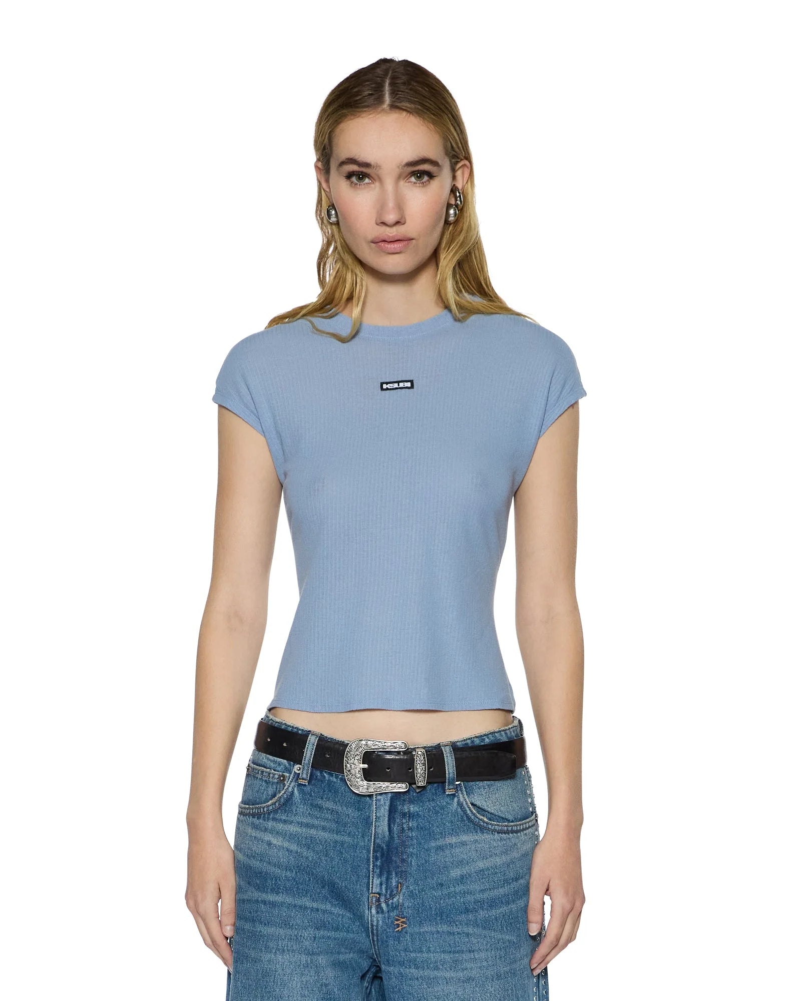 Staple ss tee ice blue sheer