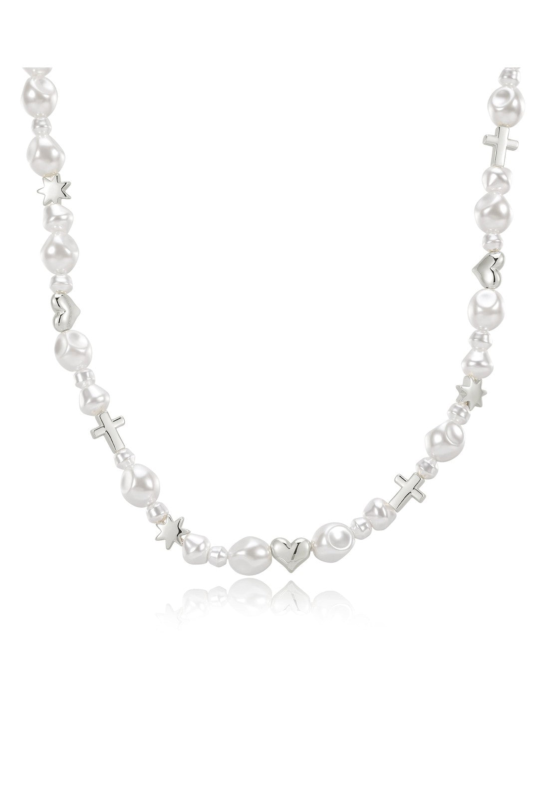 The etoile pearl stud necklace, silver