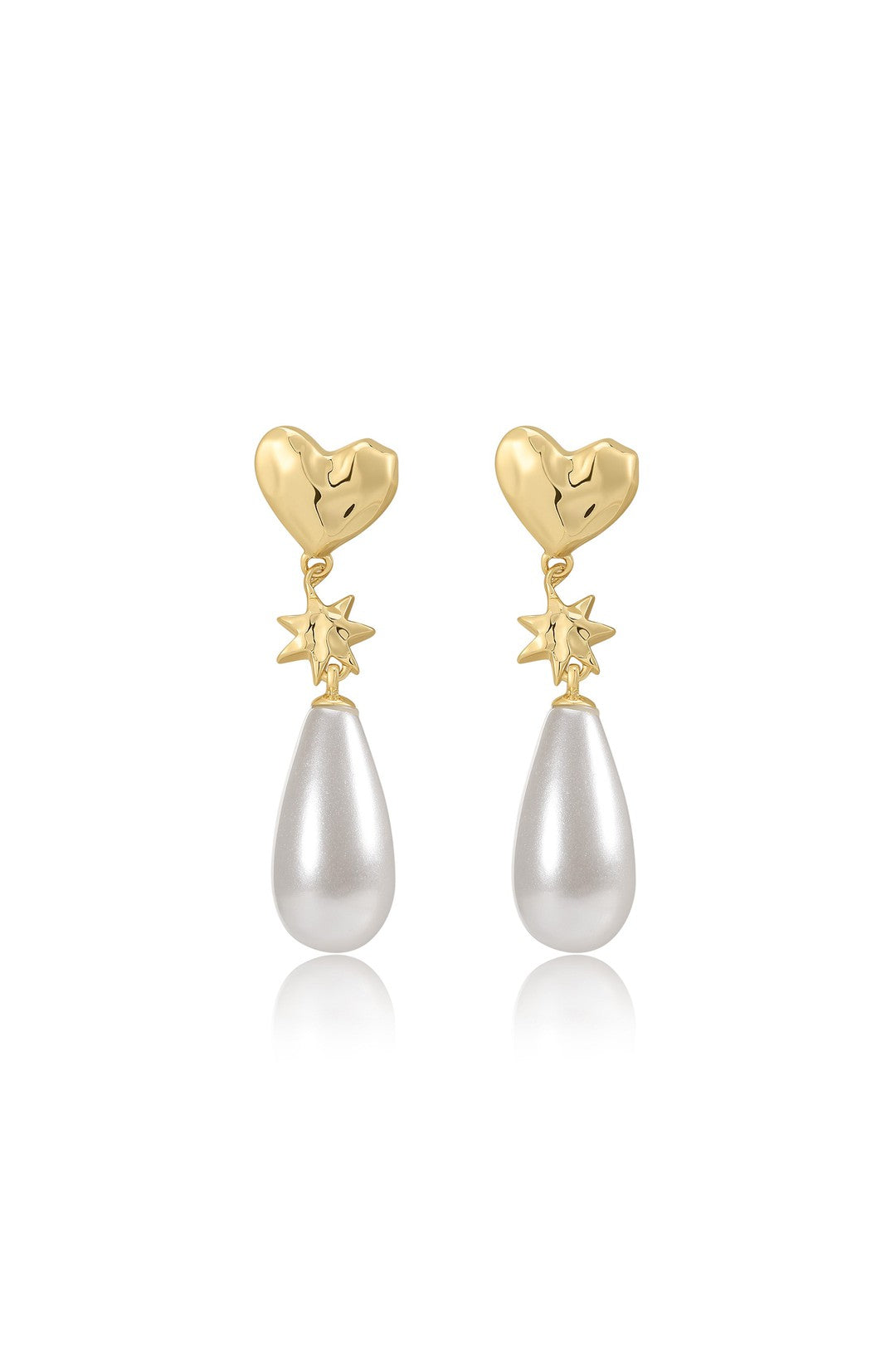 The pearl star studs, gold