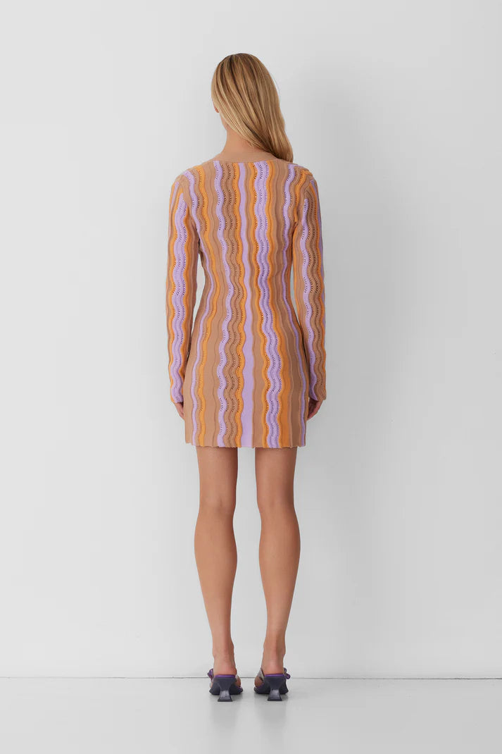 Hera knit wave mini dress, lilac