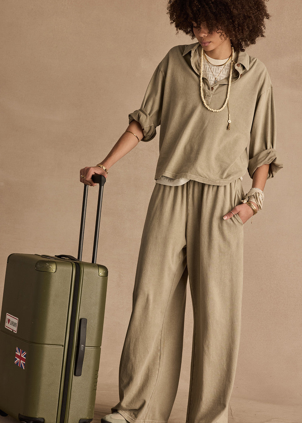 Soho rhea collared top, khaki