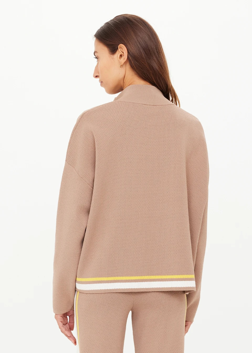 Veneto carter knit zip top, mocha
