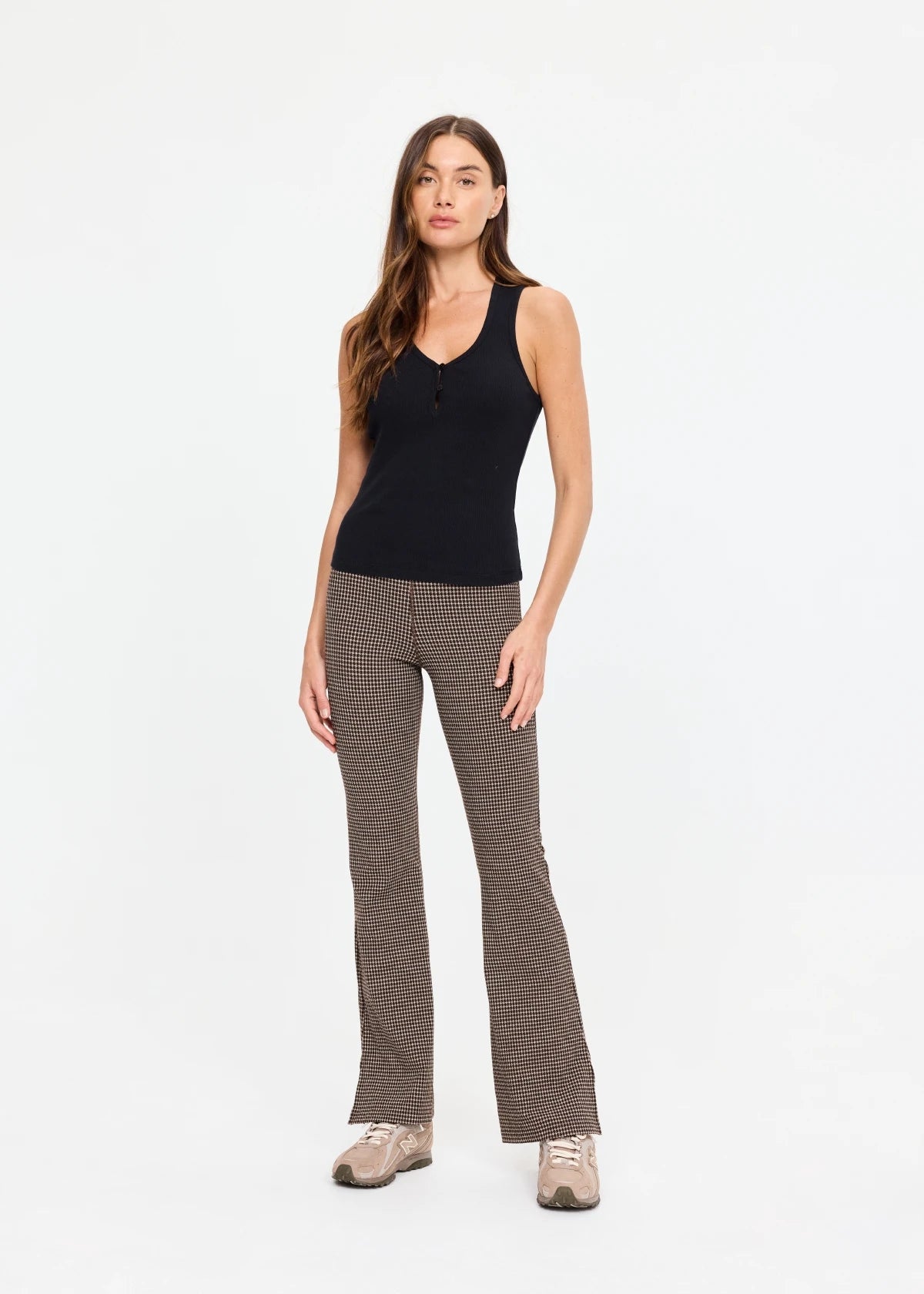 Charli button tank top, black