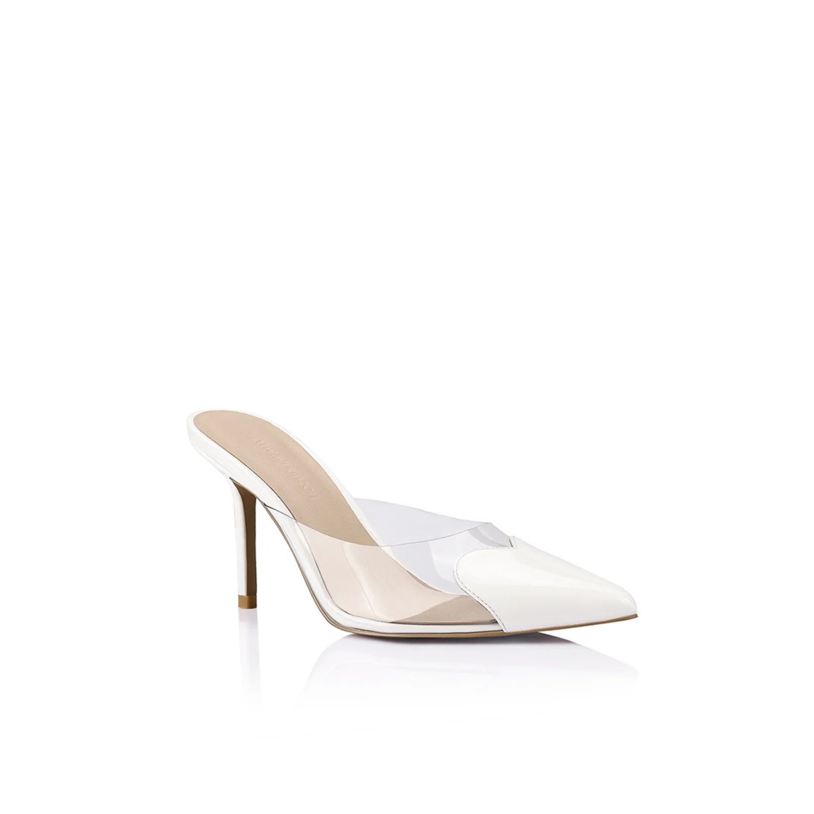 Raquel Mule, Vinylite & Ivory Patent Leather