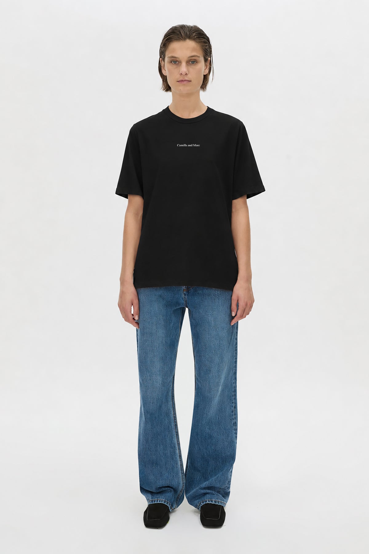 Thome embellished relaxed tee, black/white
