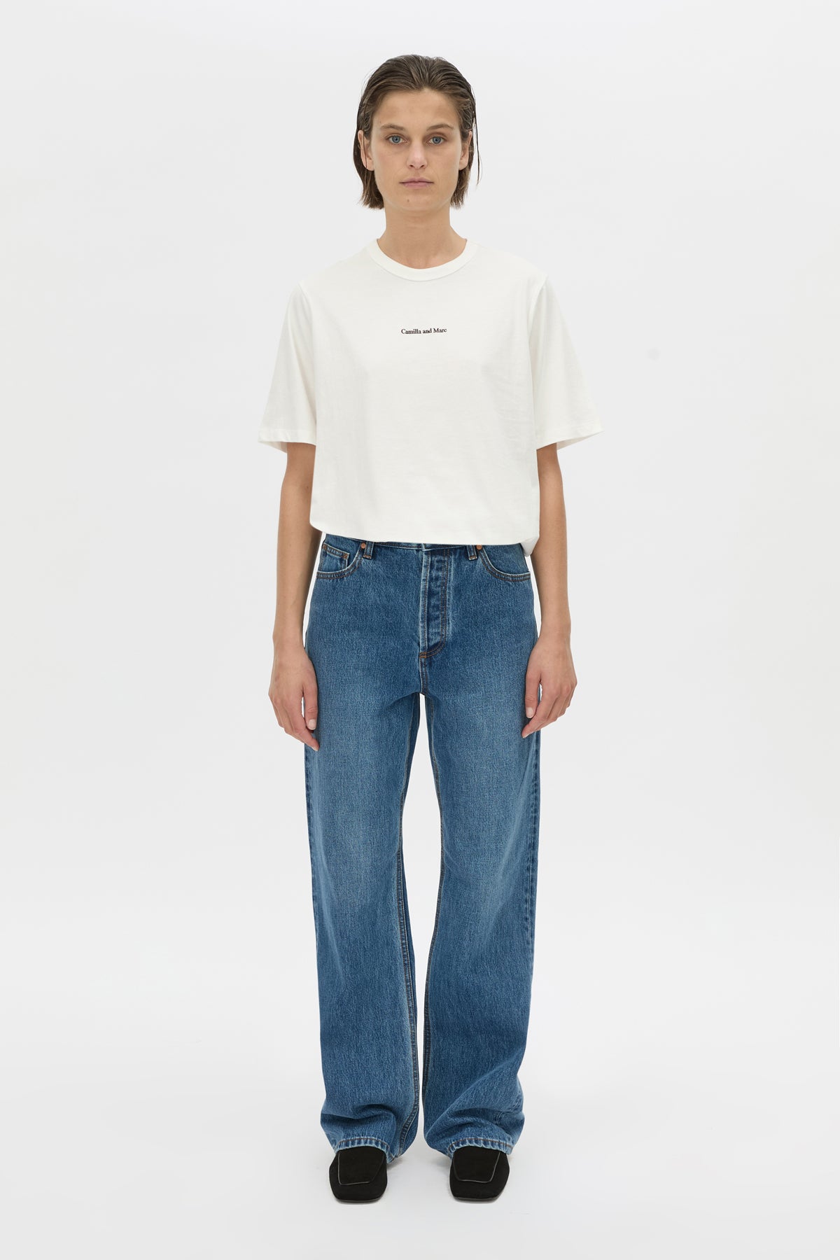 Thome embellished relaxed tee, white/choc